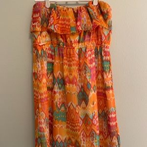 Karlie Aztec Print Strapless Mini Dress